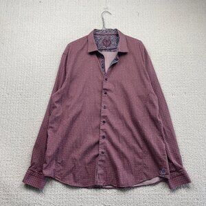 Au Noir Shirt Geo Abstract Retro Men 7 Red Long Sleeve Button Down Flip Cuff